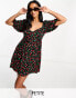 Фото #2 товара Miss Selfridge Petite babydoll smock dress in cherry print