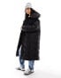 River Island panelled puffer coat in black