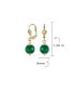 Classic Elegant Simple Round Green Synthetic Malachite Dangle Lever Back Drop Ball Earrings For Women Yellow 18K Gold Plated Brass 8MM