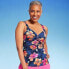 Фото #1 товара Lands' End Women's UPF 50 Floral Print Twist-Front Underwire Tankini Top -