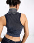 COLLUSION knitted washed cropped sleeveless vest in denim-look blue