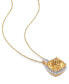 Фото #3 товара Macy's cushion Cut Citrine (4 ct. t.w.) and Diamond (1/10 ct. t.w.) Halo 17" Necklace in 10k Yellow Gold