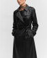 ფოტო #12 პროდუქტის Women's Leather-Effect Trench Coat