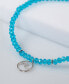 ფოტო #2 პროდუქტის Blue Crystal Bead Wave Charm Ankle Bracelet in Sterling Silver, Created for Macy's