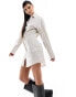 In The Style cinched waist mini shirt dress in white pinstripe 34 - фото #6