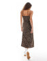 Monki strappy maxi dress in brown ditsy floral print