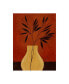 Pablo Esteban Yellow Vase with Leaves Canvas Art - 15.5" x 21"