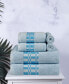 Larissa Geometric Embroidered Jacquard Border Cotton 6-Pc. Bath Towel Set Голубой, 4 Piece Set - фото #2