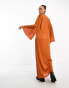 NA-KD sheer wide sleeve maxi dress in rust