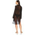 Фото #2 товара Платье купальное Carmen Marc Valvo Women's Long Sleeve Shirt Cover Up, черное, размер Large 303927, с длинными рукавами