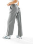 Фото #7 товара Miss Selfridge Petite slouchy wide leg pinstripe trousers with extended tab detail in light grey