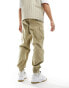 Фото #3 товара ASOS DESIGN oversized tapered cargo trousers with cuff in beige