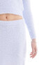 Monki co-ord mini fluffy knit skirt in light blue