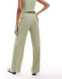 Vero Moda plisse wide leg trouser co-ord in khaki