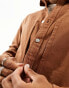 Фото #4 товара ASOS DESIGN denim overshirt with side oversized pockets and buttons in tan