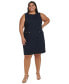 Фото #1 товара Plus Size Jacquard Sleeveless Shift Dress