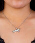 Фото #2 товара Macy's crystal Unicorn Pendant 16+2" Extender Chain In Silver Plated