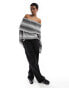 Фото #3 товара COLLUSION space dye knitted bardot in grey