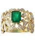 ფოტო #3 პროდუქტის EFFY® Emerald (1-3/8 ct. t.w.) & Diamond (1/3 ct. t.w.) Openwork Statement Ring in 14k Gold