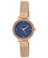 ფოტო #1 პროდუქტის Women's Gemstone Rose Gold-Tone Alloy Mesh Bracelet Watch 26mm