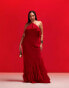 Фото #1 товара ASOS DESIGN Curve ruffle halter bias maxi dress with ruffle hem in red