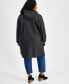 Plus Size Hooded Long-Sleeve Zip-Front Coat