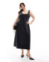 Pretty Lavish Curve satin slip maxi dress in black