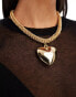 Фото #1 товара ASOS DESIGN necklace with puff heart and textured chain design in gold tone