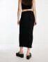 Фото #2 товара Bershka textured midi skirt in black