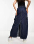 Фото #2 товара Only cargo denim midi skirt in dark blue