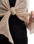 Фото #3 товара Yours lightweight tie front knitted cardigan in beige