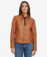 Фото #12 товара Faux-Leather Latch Collar Lined Moto Racer Jacket