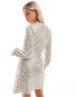 Фото #4 товара Never Fully Dressed Petite Vienna sequin wrap mini dress in silver