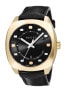 Фото #1 товара Gucci Swiss Quartz Gold-Tone and Leather Dress Black Men's Watch(Model: YA142...