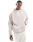 ASOS DESIGN oversized hoodie with hood detail in stone Wolkensilber, M - Chest 40 - фото #1