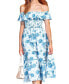 Фото #1 товара Women's Soft Blue Rose Ruffled Off-Shoulder Midi Beach Dress