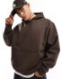 Фото #1 товара Weekday relaxed heavyweight jersey hoodie in brown