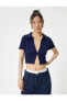 Поло изCrop Koton Slim Fit Blue