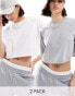 Фото #1 товара Miss Selfridge 2 pack cropped tee in white and grey marl