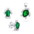 Playful silver jewelry set with zircons Turtle SET233WG (earrings, pendant)