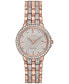 ფოტო #1 პროდუქტის Women's Eco-Drive Crystal Accent Rose Gold-Tone Stainless Steel Bracelet Watch 28mm EW2348-56A