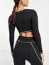 Фото #2 товара South Beach over lock stitch cut out long sleeve top in black