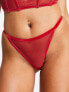 ASOS DESIGN Alaia mesh and velvet trim thong in burgundy