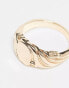 ASOS DESIGN signet ring with embossing in gold tone