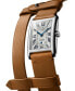 ფოტო #3 პროდუქტის Women's Swiss DolceVita Brown Leather Double Strap Watch 23x37mm
