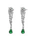 ფოტო #2 პროდუქტის Sterling Silver White Gold Plated with Emerald and Clear Cubic Zirconia Fauna Drop Earrings