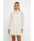 Фото #3 товара Women's Embroidered Organza Smock Neck Dress