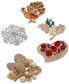 Фото #2 товара Брошь Anne Klein Gold-Tone Red Heart Wreath Pin