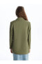 Düz Uzun Kollu Keten Görünümlü Kadın Blazer Ceket