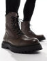 Tommy Jeans casual lace up boots in dark brown